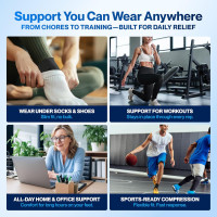 Modvel Foot & Ankle Brace Socks for Sprained Ankle Compression Sleeve - Plantar Fasciitis Relief Brace, Foot Support for pain Women & Men - Tendonitis & Arthritis Feet Sleeve, Stabilizing Ankles Wrap Medium A Black 2