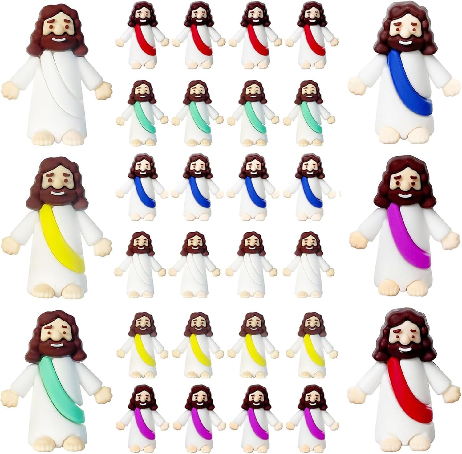 30Pcs Little Jesus Figures, Set of 30pcs Action Figures Mini Jesus Figurines in Bulk, Tiny Jesus Figures to Hide and Seek Religious Gifts for Easter Egg Stuffers Fillers Mix 1