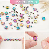 PH PandaHall 244pcs Glass Letter Beads - 10mm Flat Round Alphabet Rondelles, Multicolor Plated Small Spacer Beads for Crafts Key Chains Necklace Jewelry Making