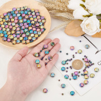 PH PandaHall 244pcs Glass Letter Beads - 10mm Flat Round Alphabet Rondelles, Multicolor Plated Small Spacer Beads for Crafts Key Chains Necklace Jewelry Making
