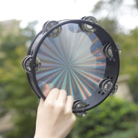 YOUEON 3 Pack Radiant Tambourine with Double Row Jingles, 6/8/10 Inch Hand Held Drum, Reflective Tambourines for Adults, Musical Instrumen for Church, Dance, Party, KTV