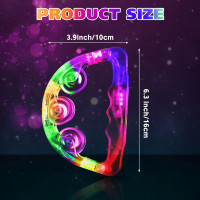 Yunsailing 24 Pack LED Light up Tambourines Musical Flashing Tambourine Toys Handheld Percussion Instrument Glow in The Dark Party Supplies for Teenagers Adults Wedding Party Favors White, Blue, Pink, Green