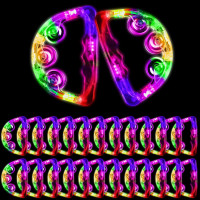 Yunsailing 24 Pack LED Light up Tambourines Musical Flashing Tambourine Toys Handheld Percussion Instrument Glow in The Dark Party Supplies for Teenagers Adults Wedding Party Favors White, Blue, Pink, Green