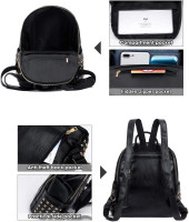 Pu Leather Mini Backpack For Women Purse Cute Daypack Bag Fashion Shoulder Bag A-small Black