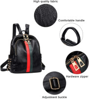 Pu Leather Mini Backpack For Women Purse Cute Daypack Bag Fashion Shoulder Bag A-small Black