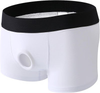 Men's Sexy Lingerie Cut Out Pothole Cutton Underwear Ideas for Him White X-Large