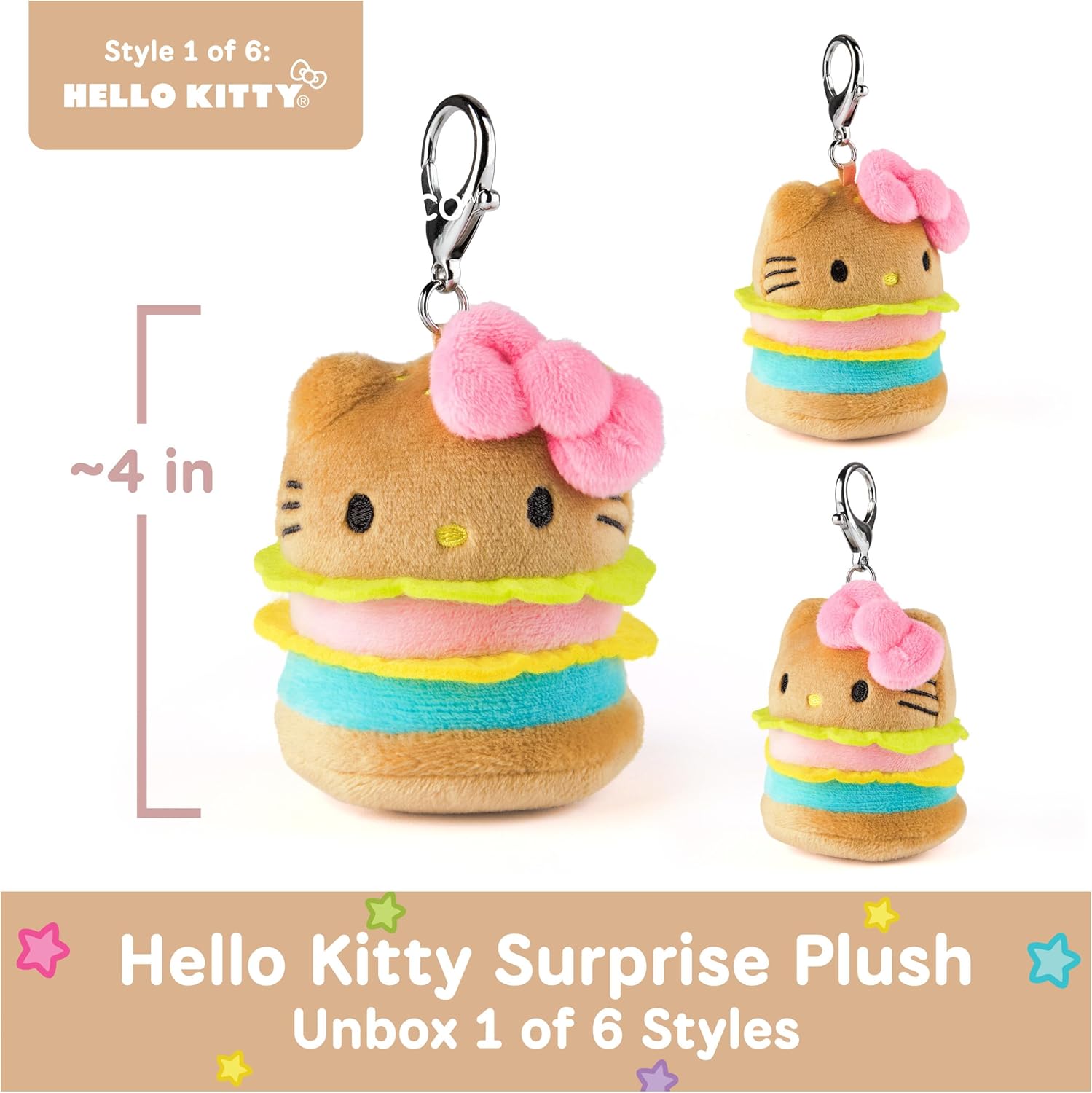 GUND Sanrio Hello Kitty and Friends Fast Food Surprise Plush Toy, Mystery Unboxing Stuffed Animal for Ages 1 and Up, Multicolor, 4” (1 of 6 Styles)