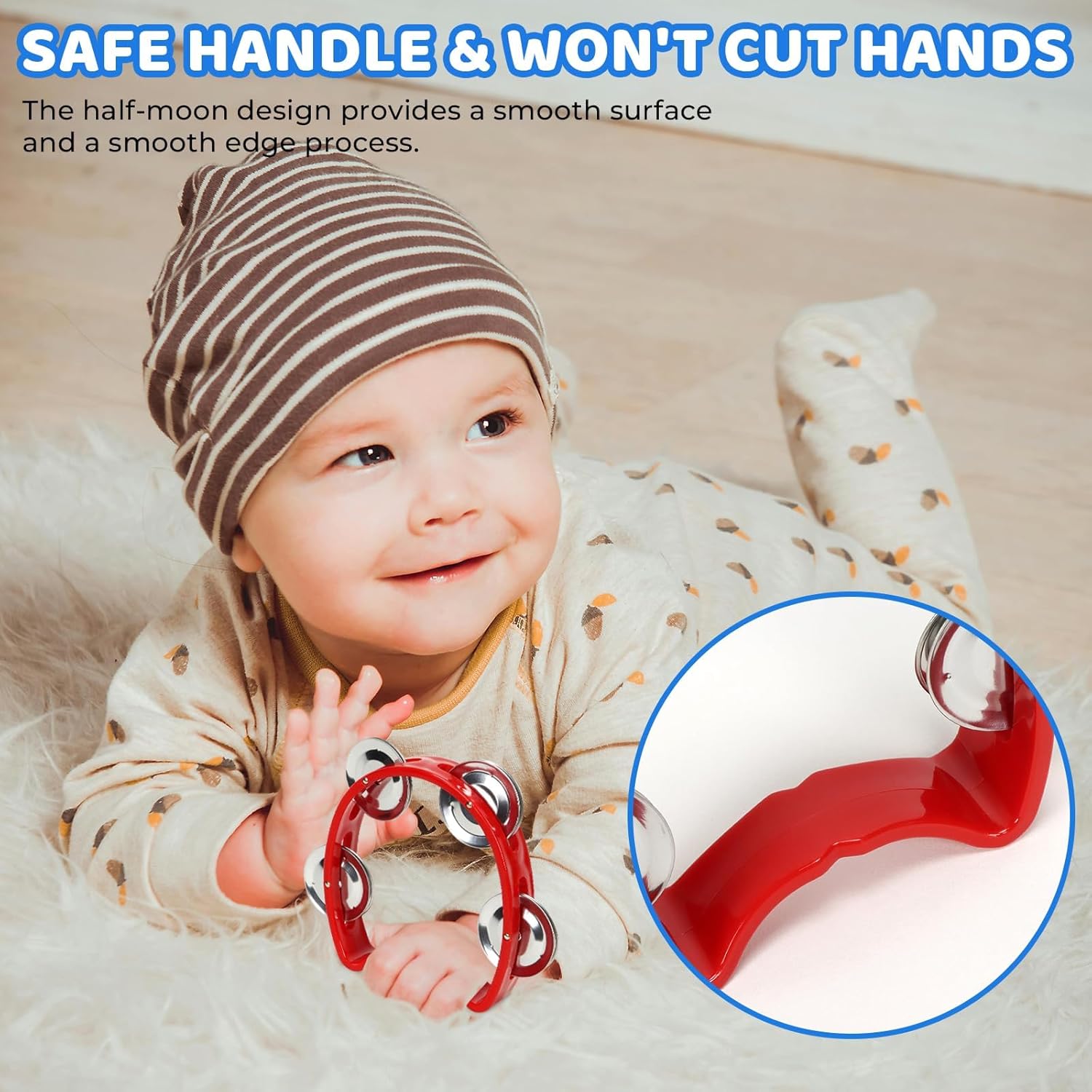 Vmiapxo 5 Pack Colored Tamborines for Kids, Plastic Hand-held Tambourines with 4 Jingle Bells, Mini Percussion Rhythm Musical Instrument for School, Party