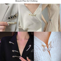 Charms for Socks Safety Pin Brooch,55pcs Junk Sock Charms Pins Gold Bling Sock Jewelry Charms,Brooch Pins for Socks,Pearl Rhinestone Brooch Pins Costom Shoe Sock Charms Kit Bulk for Hat Clothes