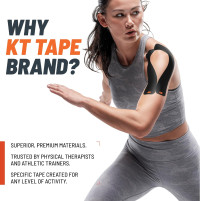 KT Tape, Original Cotton, Elastic Kinesiology Athletic Tape, 20 Count, 10” Precut Strips Black