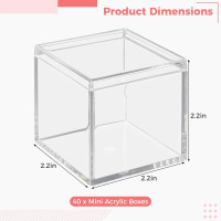 40 Pcs Acrylic Boxes - Clear Small Square Display Boxes, 2.2 x 2.2 x 2.2 in, With Lids for Candy, Pill, Earring, Jewelry, Tiny Beads