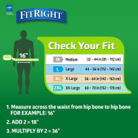 FitRight Adult Diapers, Extra+ Heavy Absorbency, L (Waist Size 44in-56in), 80 Count, OptiFit Incontinence Briefs for Men and Women, Disposable, Moisture-Wicking, Leak Protection. 80 Count Large