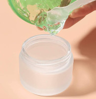 10 Packs 15ml/15g Empty Sample Jars Frosted Glass Cream Jar Bottle with Wood Grain Lid Cosmetic Containers Glass Cream Box Refillable Glass Cream Jar Pot for Makeup Lotion Face Eyeshadow