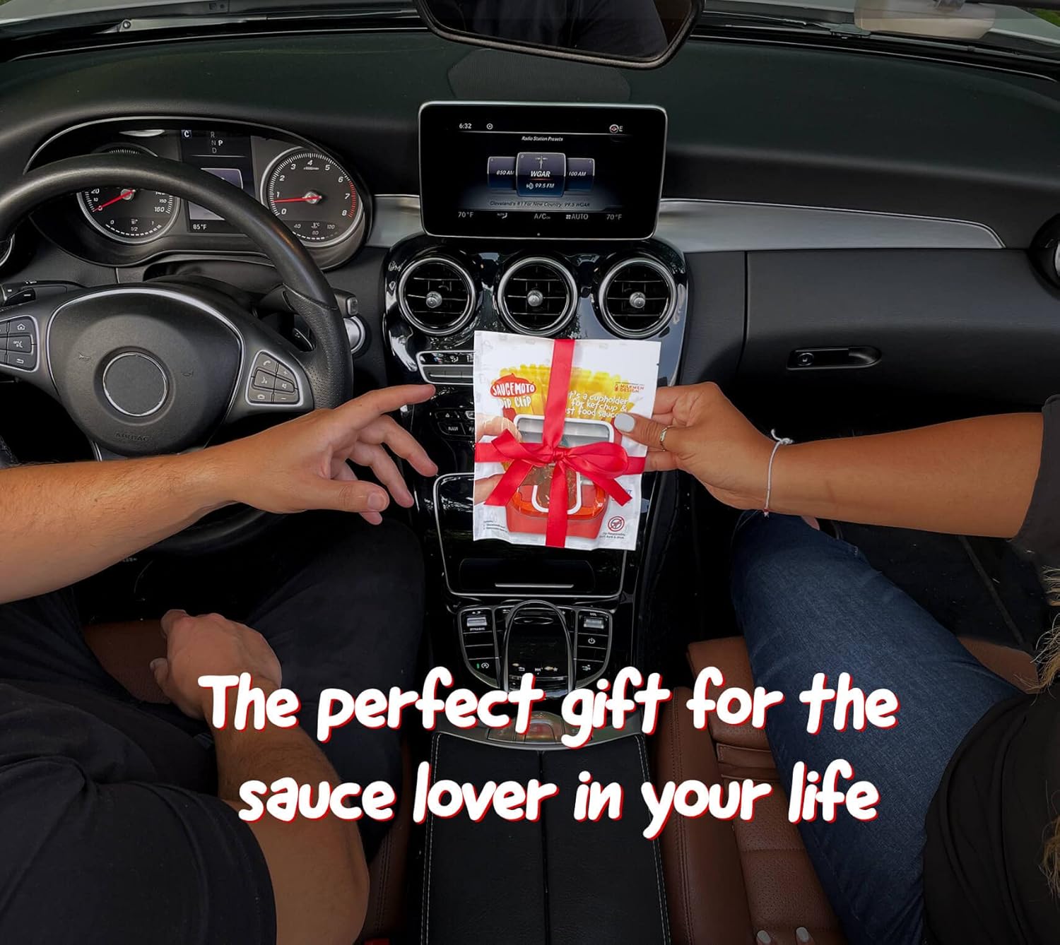 Saucemoto Dip Clip | An in-car sauce holder for ketchup and dipping sauces. As seen on Shark Tank (2 Pack, Black) 2 Pack Black