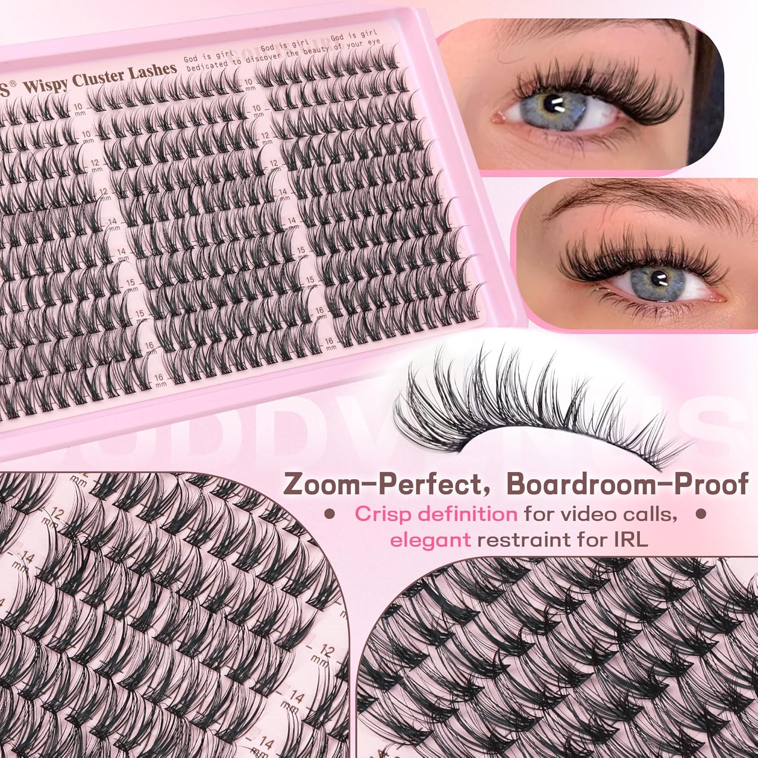 Lash Clusters Kit Wispy Eyelash Clusters Lashes Natural DIY Lash Extension Kit 10-16mm Cluster Eyelash Extensions Kit 300pcs C Curl Individual Lashes Cluster Eyelash (No Tweezers) G-CC Curl no tweezers