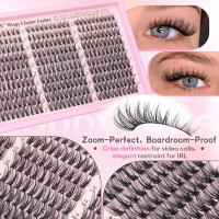Lash Clusters Kit Wispy Eyelash Clusters Lashes Natural DIY Lash Extension Kit 10-16mm Cluster Eyelash Extensions Kit 300pcs C Curl Individual Lashes Cluster Eyelash (No Tweezers) G-CC Curl no tweezers