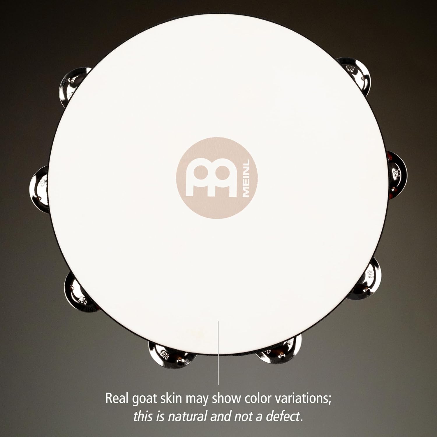 Meinl Percussion TAH2AB Traditional 10-Inch Wood Tambourine with Goat Skin Head and Steel Jingles, 2 Row Double Row Headed
