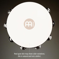 Meinl Percussion TAH2AB Traditional 10-Inch Wood Tambourine with Goat Skin Head and Steel Jingles, 2 Row Double Row Headed