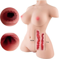 Sex Doll Torso Male Masturbator, Pocket Pussy Silicone Doll with Realistic Vagina Anal Big Breasts (17, Pounds)