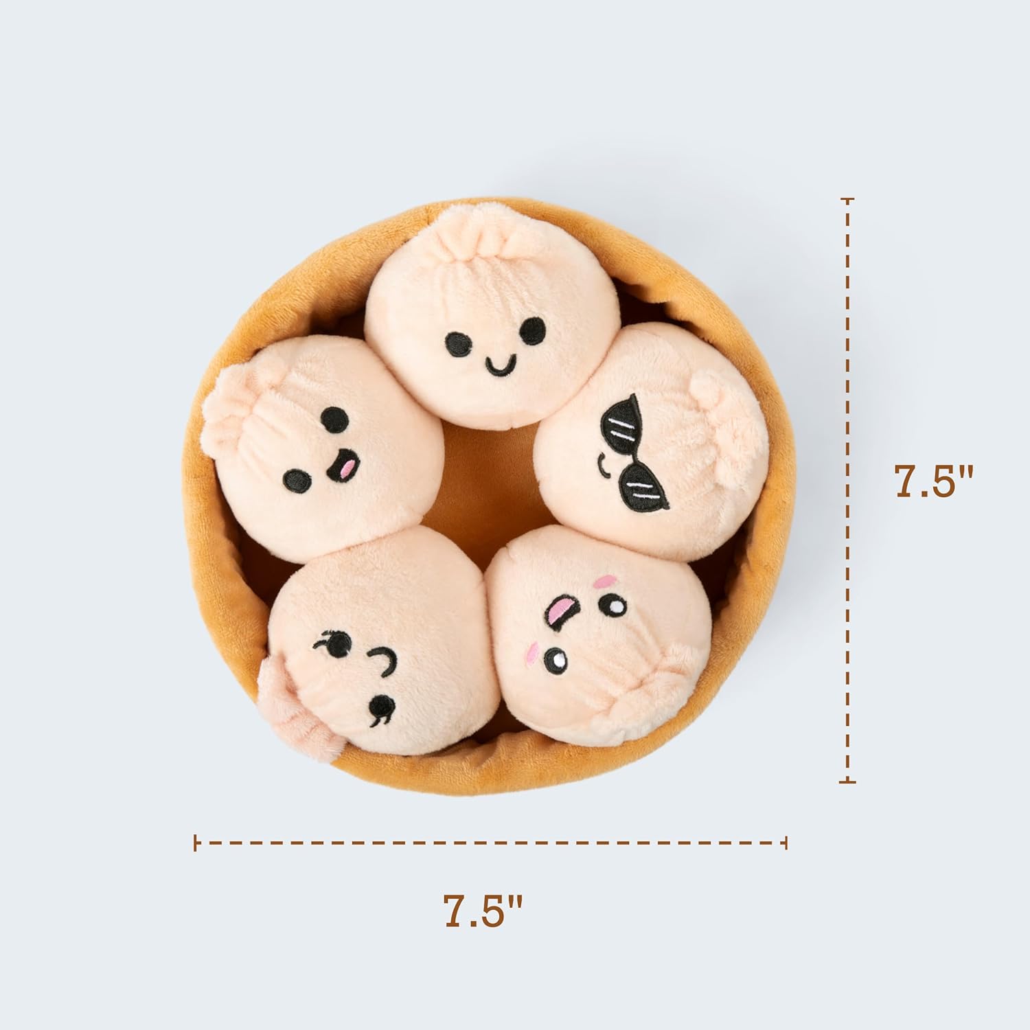 Emotional Support Dumplings by Relatable, Easter Plush Cuddly Stuffed Animals and Toys, Cute Easter Basket Stuffers, Non Candy Easter Gift Basket Ideas, Includes 5 Plushies with Carrying Basket