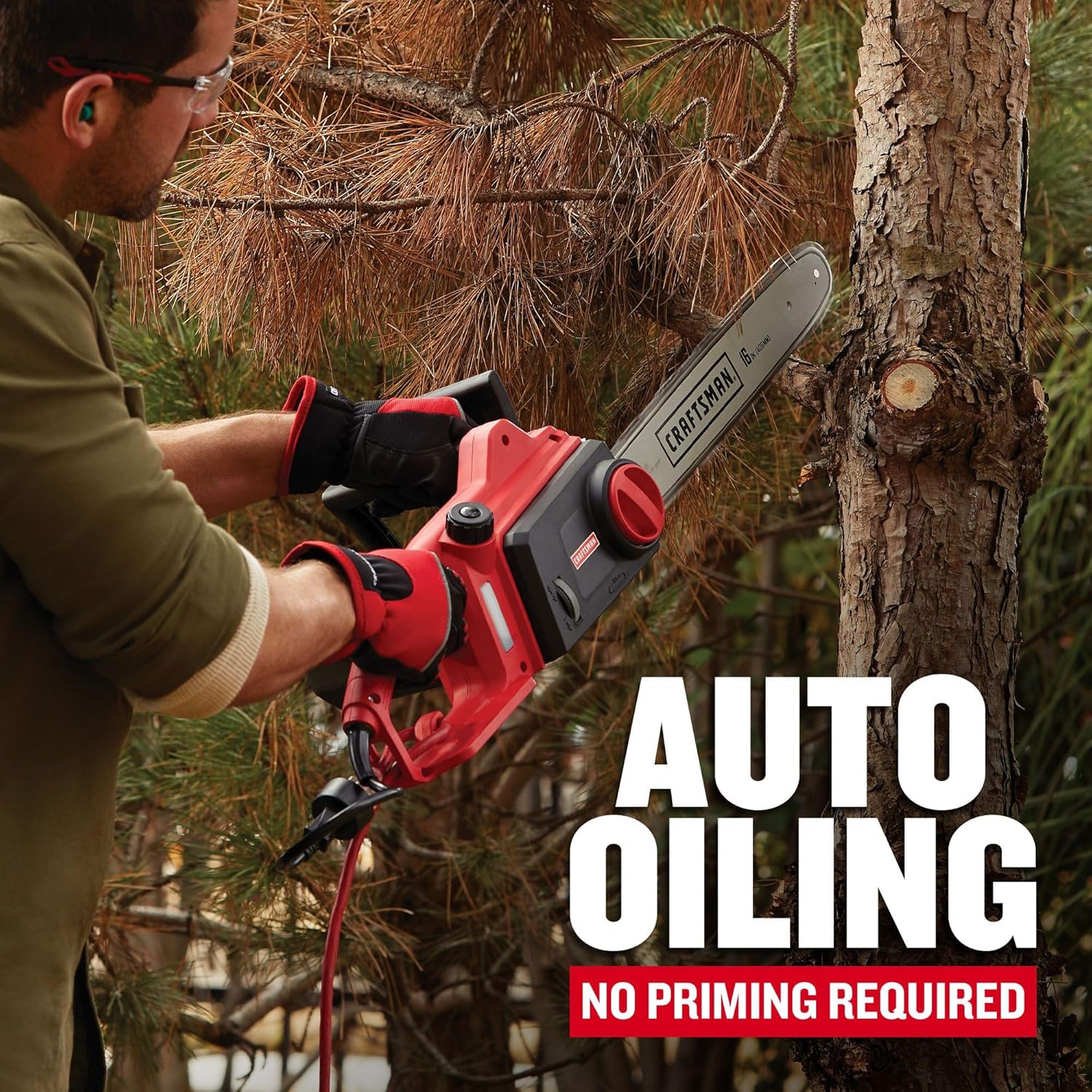 CRAFTSMAN Electric Chainsaw, 16 Inch, 12 Amp Corded Chain Saw Electric, Ergonomic, Powerful Motor (CMECS600)