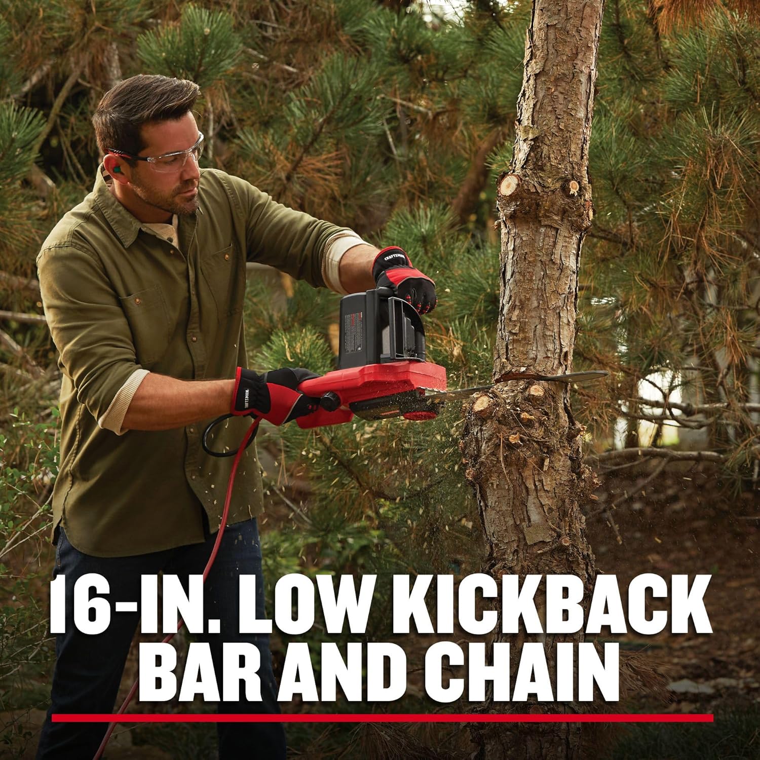 CRAFTSMAN Electric Chainsaw, 16 Inch, 12 Amp Corded Chain Saw Electric, Ergonomic, Powerful Motor (CMECS600)