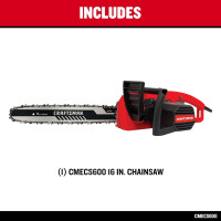 CRAFTSMAN Electric Chainsaw, 16 Inch, 12 Amp Corded Chain Saw Electric, Ergonomic, Powerful Motor (CMECS600)