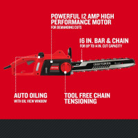 CRAFTSMAN Electric Chainsaw, 16 Inch, 12 Amp Corded Chain Saw Electric, Ergonomic, Powerful Motor (CMECS600)