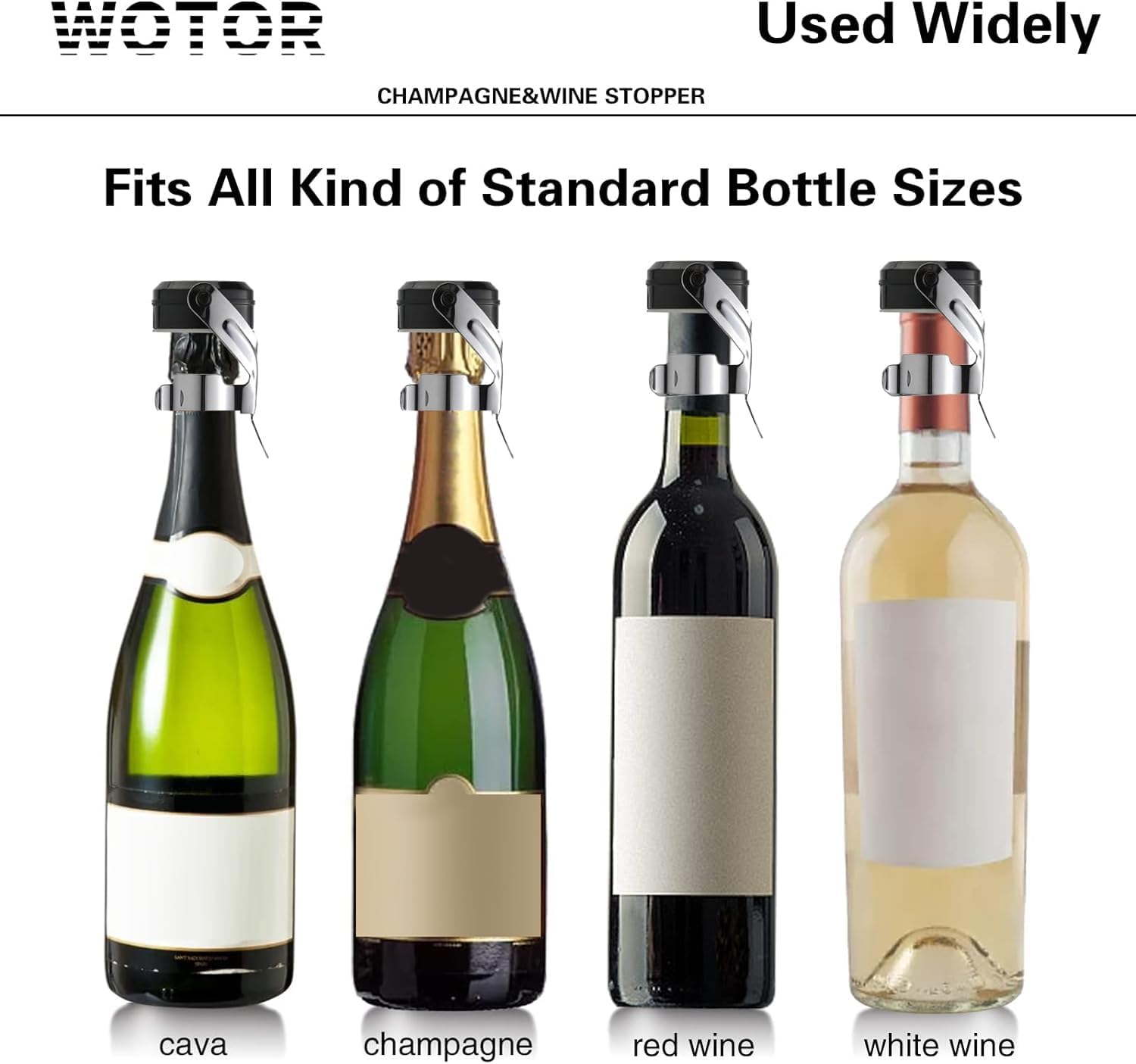 Champagne&Wine Bottle Stoppers Stainless Steel with Food Grade Silicone, Leak Proof Keep Fresh Reusable Saver, Cork Suitable for Wine, Champagne, Cava, Prosecco and Sparkling (2 Pack Silver） Silver 2 pack