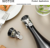 Champagne&Wine Bottle Stoppers Stainless Steel with Food Grade Silicone, Leak Proof Keep Fresh Reusable Saver, Cork Suitable for Wine, Champagne, Cava, Prosecco and Sparkling (2 Pack Silver） Silver 2 pack