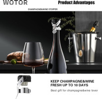 Champagne&Wine Bottle Stoppers Stainless Steel with Food Grade Silicone, Leak Proof Keep Fresh Reusable Saver, Cork Suitable for Wine, Champagne, Cava, Prosecco and Sparkling (2 Pack Silver） Silver 2 pack
