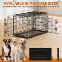 Yaheetech 42 inch Double Door Dog Crate w/Divider for Puppy to Adult XL Collapsible Metal Crate with Removable Tray Wire Dog Kennel for Large Dogs Portable Travel Cage, Black 42″ L × 24″ W × 26″ H