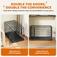 Yaheetech 42 inch Double Door Dog Crate w/Divider for Puppy to Adult XL Collapsible Metal Crate with Removable Tray Wire Dog Kennel for Large Dogs Portable Travel Cage, Black 42″ L × 24″ W × 26″ H
