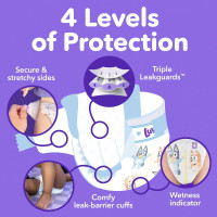 Luvs Size 4 Baby Diapers, Platinum Protection Bluey Diapers for Day & Night, Size 4, 198 Count (Packaging May Vary) Size 4 198