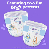Luvs Size 4 Baby Diapers, Platinum Protection Bluey Diapers for Day & Night, Size 4, 198 Count (Packaging May Vary) Size 4 198