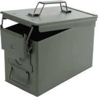 Ammo Storage Box - Green .50 Caliber Ammunition Flip Top Lockable Storage Box - Waterproof Metal Military Ammo Can Container - Airtight Latching Dry Box Bullet Case Steel Field Box