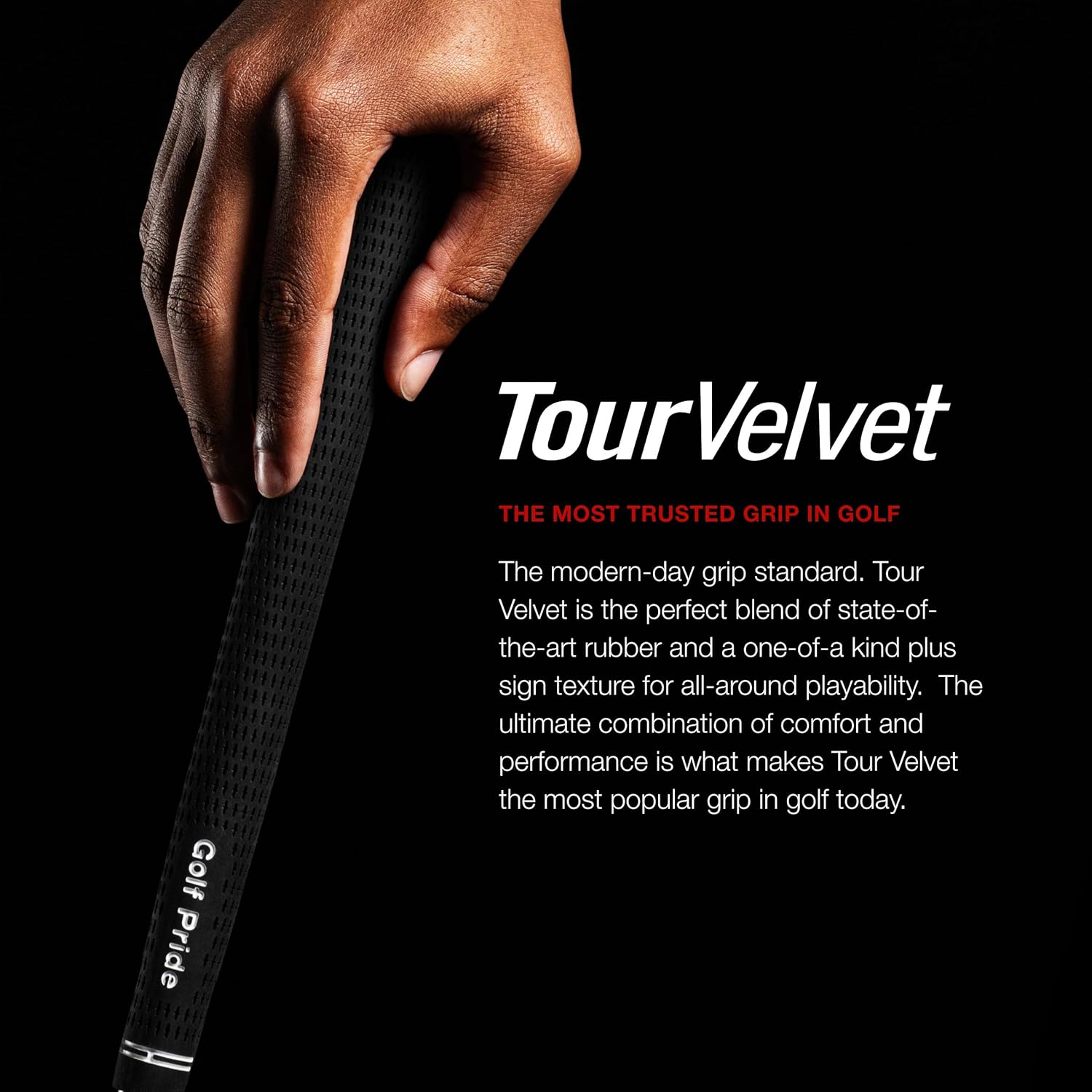 Golf Pride Tour Velvet Golf Grip - Durable Rubber Grip for Clubs - Features Anti-Slip Technology with Textured Surface Standard 1-Pack