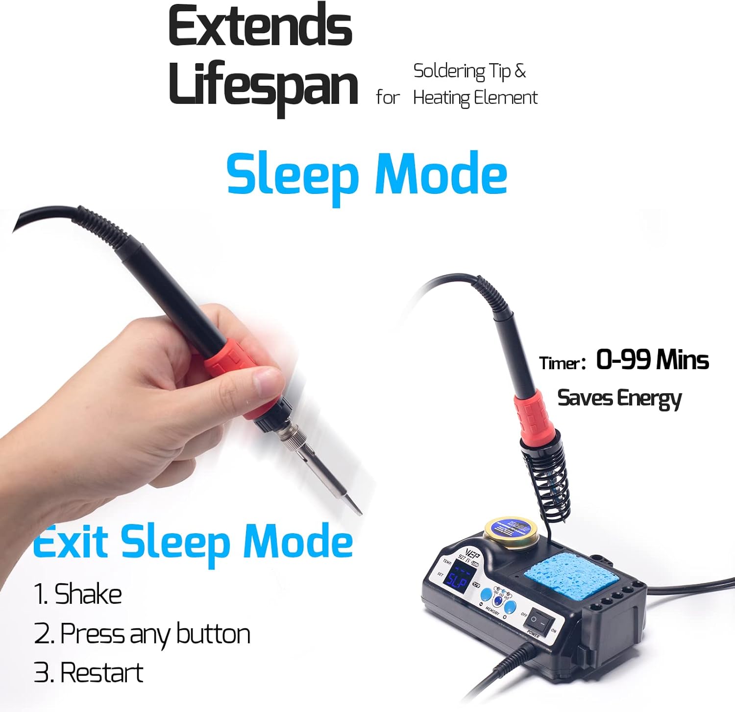 WEP 927-IV Soldering Station Kit High-Power 110W with 3 Preset Channels, Sleep Mode, LED Magnifier, 5 Extra Iron Tips, Tip Cleaner, 2 Helping Hands, Tip Storage Slots, Lead-free Solder Wire, Tweezers