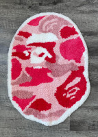 Bape Rug - Handmade & Premium- 28in W * 20in L (70 * 50cm) - Hypebeast Rug - Hypebeast Rug Decor - Living Room, Bedroom, Children Room, Door mat - A Bathing APE Rug (Camo Pink)
