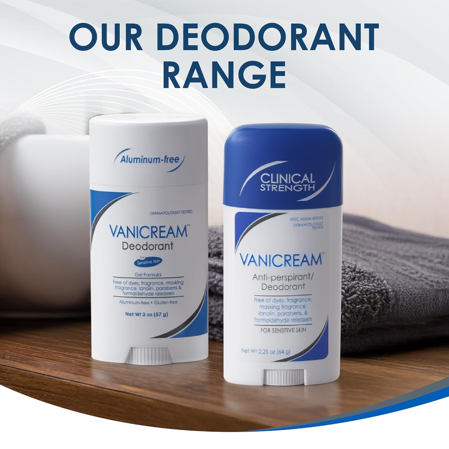 Vanicream Anti-Perspirant Deodorant for Sensitive Skin - 2.25 oz - Clinical-Strength Deodorant with 24-Hour Protection - Unscented