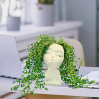 Face Planter Pots Resin Air Kiss Head Face Planter Standing Flower Pots for Trailing Plants Handcrafted Succulent Planter Pot for Indoor and Outdoor Plants Pale Yellow 1Pack Pale Yellow Airkiss