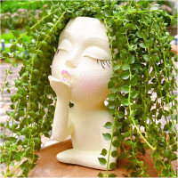 Face Planter Pots Resin Air Kiss Head Face Planter Standing Flower Pots for Trailing Plants Handcrafted Succulent Planter Pot for Indoor and Outdoor Plants Pale Yellow 1Pack Pale Yellow Airkiss