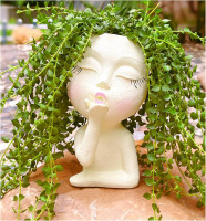 Face Planter Pots Resin Air Kiss Head Face Planter Standing Flower Pots for Trailing Plants Handcrafted Succulent Planter Pot for Indoor and Outdoor Plants Pale Yellow 1Pack Pale Yellow Airkiss