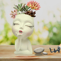 Face Planter Pots Resin Air Kiss Head Face Planter Standing Flower Pots for Trailing Plants Handcrafted Succulent Planter Pot for Indoor and Outdoor Plants Pale Yellow 1Pack Pale Yellow Airkiss