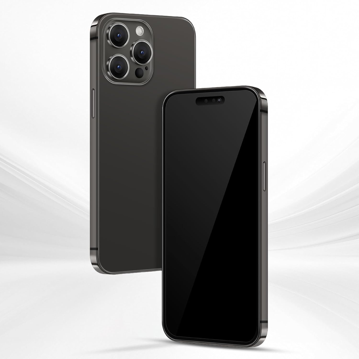 Non-Working Replica 1:1 Pretend Phone Dummy Display Model for 14 Pro 6.1 Inches - Fake Baby Cell Phone Toy (Black With Black Screen)