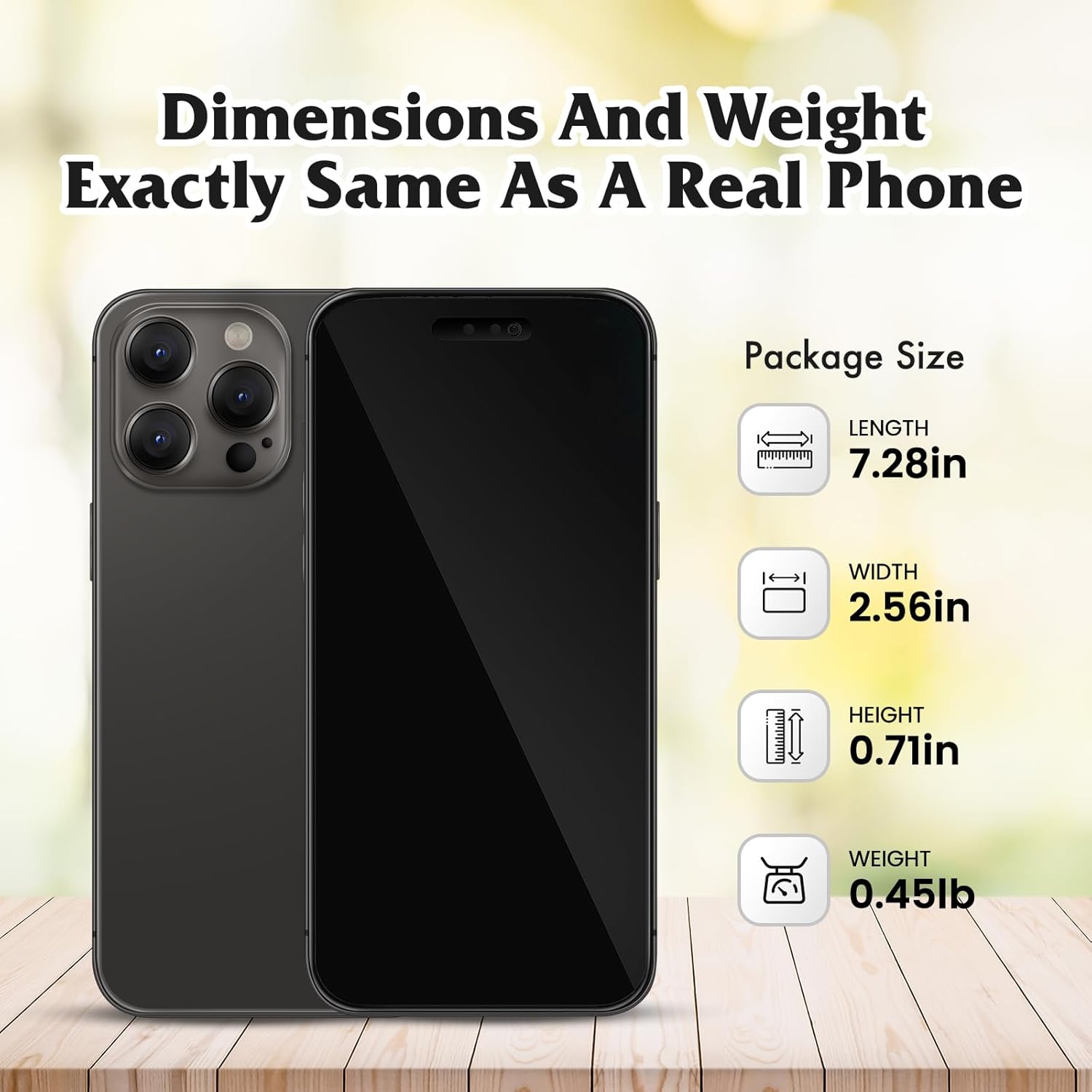 Non-Working Replica 1:1 Pretend Phone Dummy Display Model for 14 Pro 6.1 Inches - Fake Baby Cell Phone Toy (Black With Black Screen)