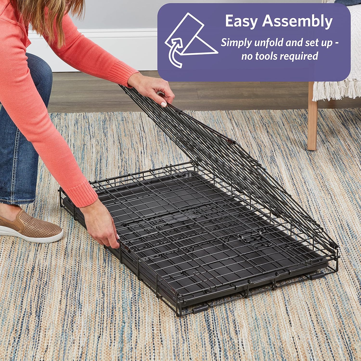 Midwest Homes for Pets 18-Inch iCrate Folding Dog Crate with Divider Panel, Leak-Proof Tray & Secure Latches – Metal Wire Kennel for Tiny Breeds – Portable, Durable & Easy to Assemble Black 18.0