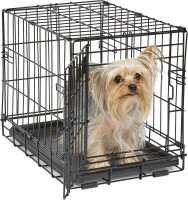 Midwest Homes for Pets 18-Inch iCrate Folding Dog Crate with Divider Panel, Leak-Proof Tray & Secure Latches – Metal Wire Kennel for Tiny Breeds – Portable, Durable & Easy to Assemble Black 18.0