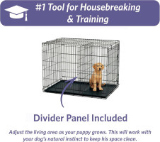 Midwest Homes for Pets 18-Inch iCrate Folding Dog Crate with Divider Panel, Leak-Proof Tray & Secure Latches – Metal Wire Kennel for Tiny Breeds – Portable, Durable & Easy to Assemble Black 18.0