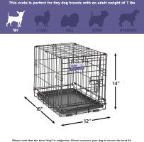 Midwest Homes for Pets 18-Inch iCrate Folding Dog Crate with Divider Panel, Leak-Proof Tray & Secure Latches – Metal Wire Kennel for Tiny Breeds – Portable, Durable & Easy to Assemble Black 18.0